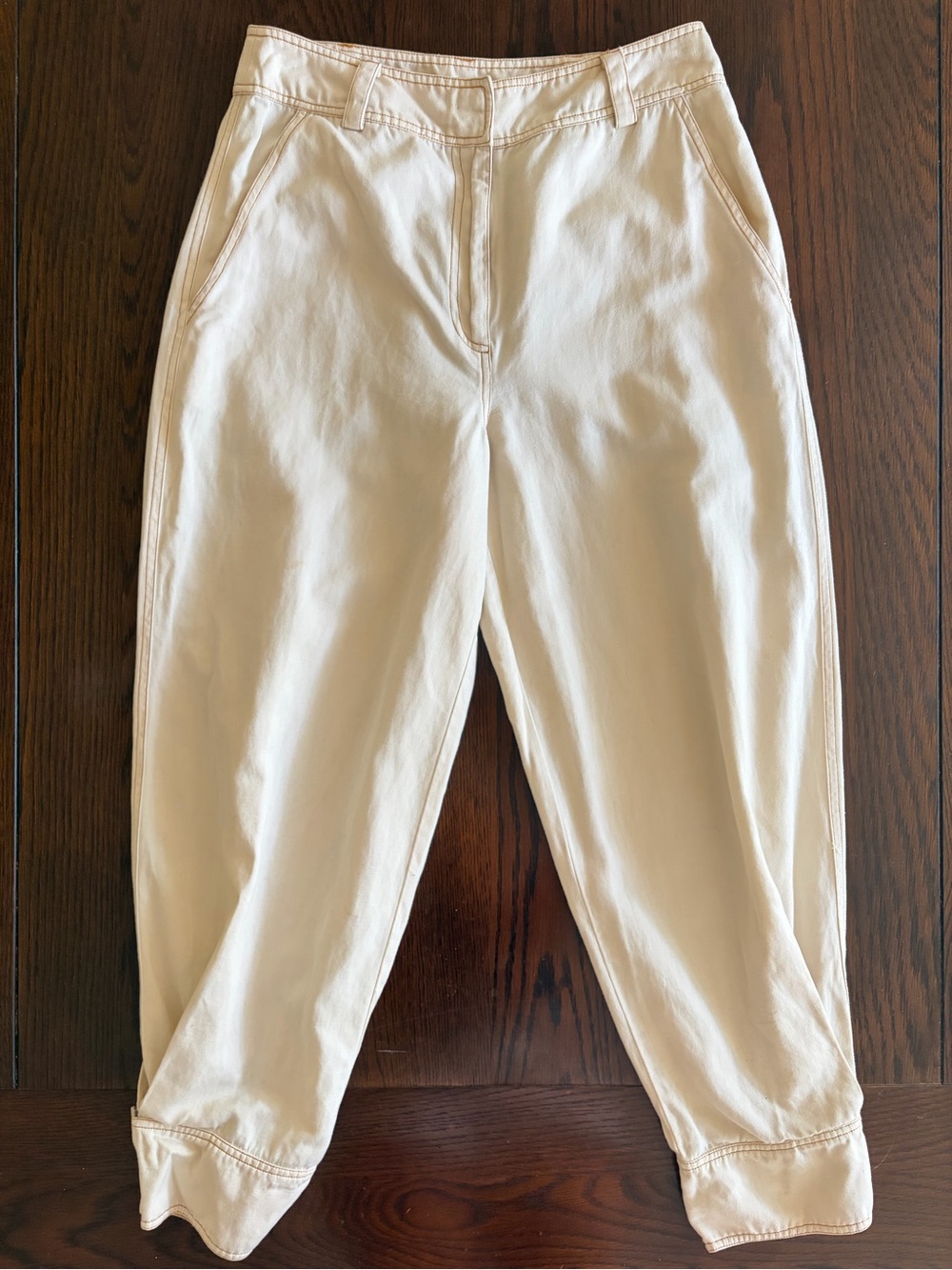 Ulla Johnson Tapered Barrel Ivory Crop Pants Size 4